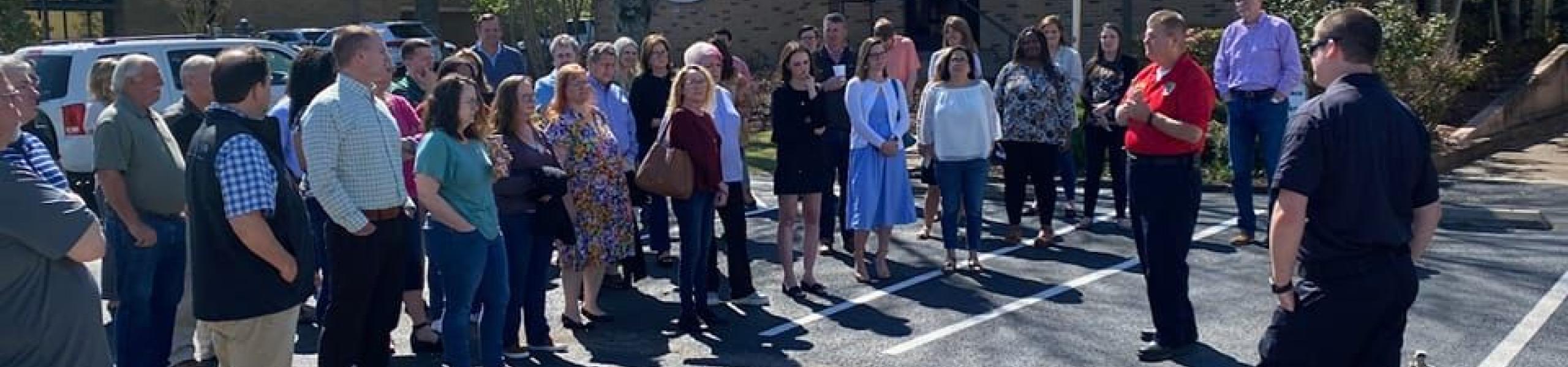 fire chief teaching a class to employees of a company in oakland